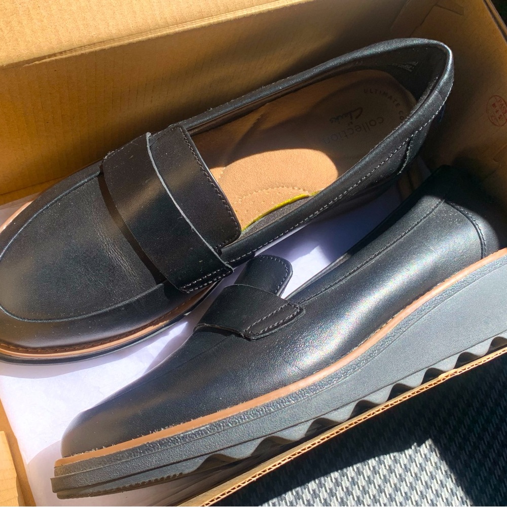 Clarks Collection Slip-On Loafers Sharon Gracie Black Size 6.5 M (NWB)